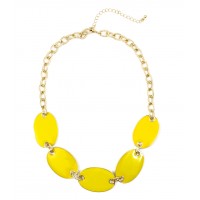 Lemon Enamel Elliptic Station Statement Necklace